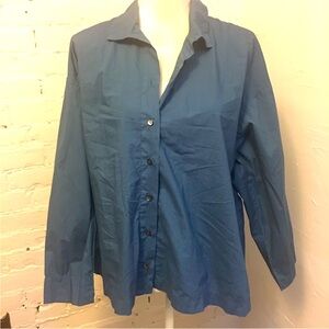 Oska relaxed cotton poplin shirt blue size 1 lagenlook